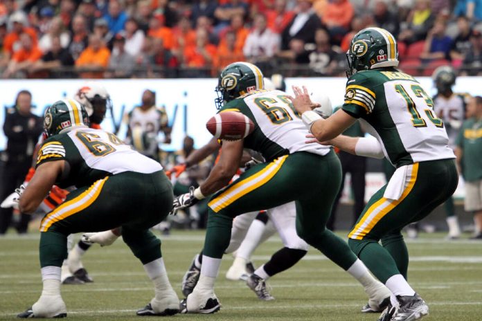 CFL Edmonton Eskimos at BC Place, Vancouver, BC, in 2014; Photo by ©Sam Maruyama