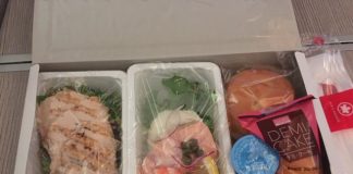 日本に一時帰国、入国体験をレポート5:カナダ入国 新型コロナウイルス禍の中、エアカナダの機内食
