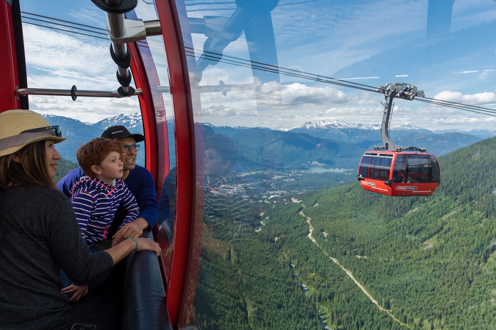 ウィスラーのPeak 2 Peak ゴンドラ。hoto ©Tourism Whistler / Mike Crane