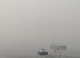 真っ白なバンクーバー、大気質は最悪の状態に Smoky Vancouver Sky, British Columbia on September 12, 2020; Photo ©︎ Vancouver Shinpo