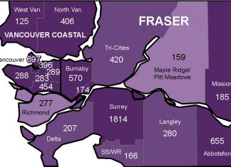 BCCDCが地域別新型コロナ感染者累計を発表 メトロバンクーバーでの地域別累計感染者数 Photo B.C. Centre for Disease Control geographic distribution of COVID-19 cases in Greater Vancouver from January to September