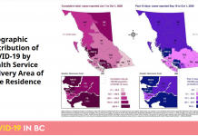 BC州ハロウィン週末に新型コロナ1,000人以上 BCCDC geographic modeling on October 5, 2020