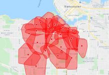 バンクーバーで大規模停電 バンクーバー市停電マップ by BC Hydro
