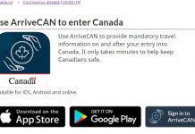 日本に一時帰国、入国体験をレポート19:11月バンクーバー着、自己隔離 ArriveCanアプリをダウンロードするページのスクリーンショット。Photo © the Vancouver Shinpo