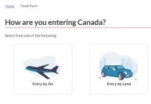 カナダ、水際対策強化。搭乗前の陰性証明必要に Verificationを入力すると、入国方法を選ぶ画面に。Photo © the Vancouver Shinpo