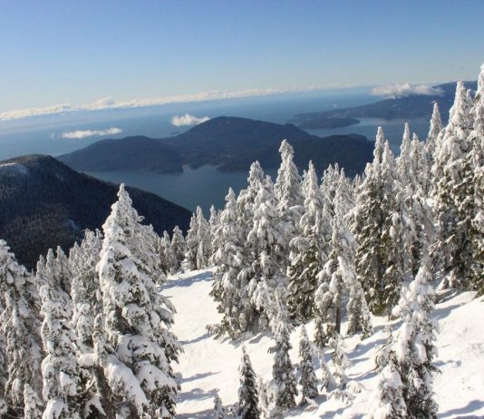 フルオープンが待たれるノースショアのゲレンデ サイプレスマウンテンからのハウサウンドの眺望 Photo ©Cypress Mountain