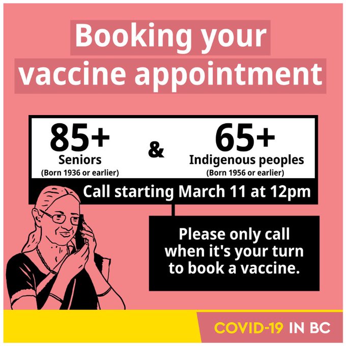 BC 85+ can book vaccine appointment