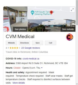 CVM MedicalのGoogleでの検索画面のスクリーンショット ©The Vancouver Shinpo