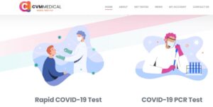 CVM Medicalのウェブページのスクリーンショット。Rapid Testでは日本の入国要件を満たさない。© The Vancouver Shinpo