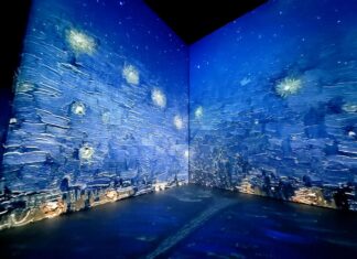 新感覚で楽しむゴッホのアート展 壁面いっぱい、そして床まで駆使して、ゴッホの世界観を表現 ©The Vancouver Shinpo