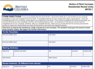BC州、家賃の値上げ凍結解除へ 家賃の値上げは州指定の用紙で通知する。©the Vancouver Shinpo