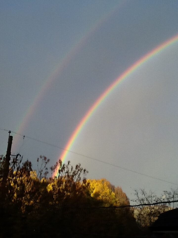 雨上がりに現れた二重の虹。Photo courtesy of Ed Sato