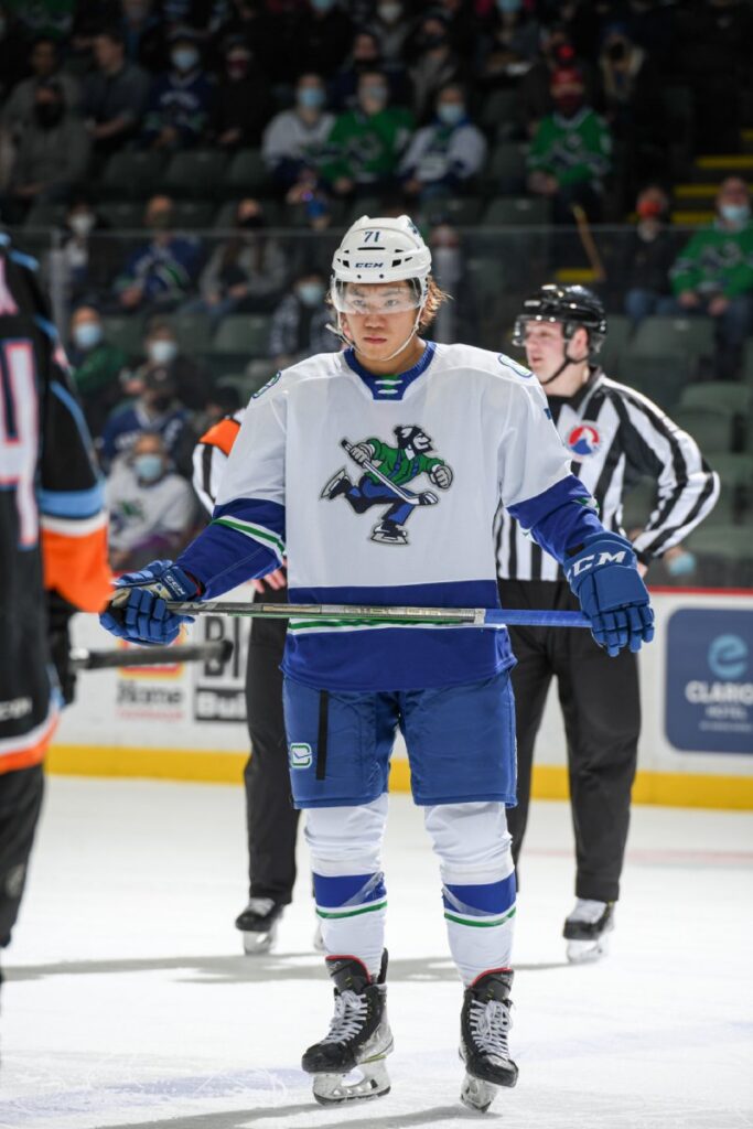 Hirano of Abbotsford Canucks; Photo provided by Abbotsford Canucks