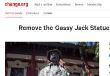 ギャシー・ジャック像を、先住民女性への暴力に抗議する人らが引き倒す ギャシー・ジャック像撤去を求める「Change.org」ページ。Photo courtesy of © Change.org