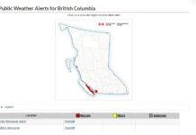 メトロバンクーバーに降雪警報?!(午後に解除)-更新 カナダ環境省は11日、メトロバンクーバーとバンクーバー島東部に降雪警報を発表した。Photo from the Government of Canada Website