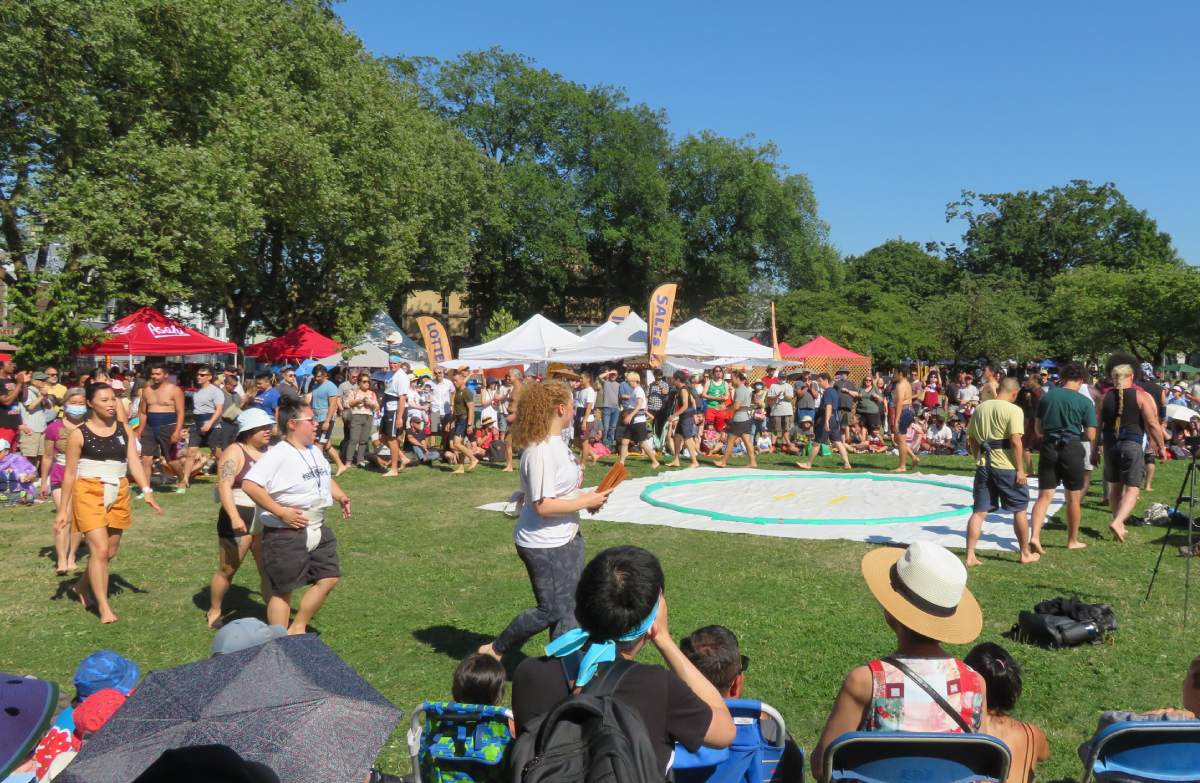 3年ぶりに相撲大会、いよいよ始まる!2022年7月31日オッペンハイマー公園。Photo by The Vancouver Shinpo