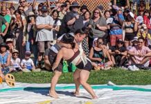 パウエルストリートフェスティバル、Lottery当選者発表 パウエル祭が最も盛り上がる相撲大会。女子決勝戦!2022年7月31日、オッペンハイマー公園。Photo by Japan Canada Today