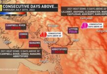BC州を襲った猛暑が原因で16人が死亡の可能性 Image from The Weather Network on August 1, 2022