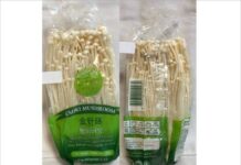 BC州でえのきだけが1カ月で2回リコール K-Fresh Produceブランドのリコールされたえのきだけ。Photo from Canadian Food Inspection Agency