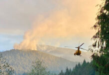 ウエストバンクーバーで山火事発生、大気汚染にも影響 ウエストバンクーバーで発生した山火事。Photo from West Vancouver Fire and Rescue Twitter