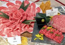 日本の和牛をカナダに!日本畜産物輸出促進協議会セミナー 会場に展示されていた和牛。2022年11月8日、バンクーバー市内ホテルで。Photo by Naomi Mishima