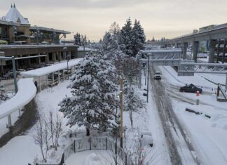雪の影響でバンクーバー発日本行きもキャンセル相次ぐ 前日からの大雪に見舞われたバンクーバー国際空港。2022年12月20日、Photo by Japan Canada Today