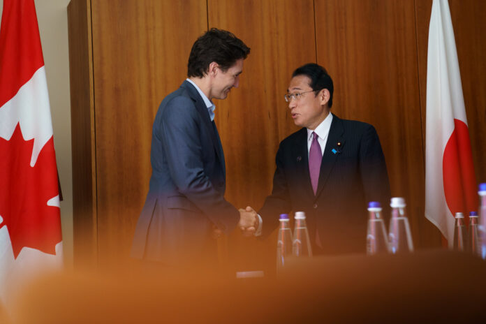 Prime Minister Justin Trudeau with Japanese Prime Minister Fumio Kishida at the G7 summit in Germany. June 26, 2022; Elmau, Germany; Photo by Adam Scotti (PMO)