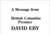 A Message from David Eby Premier of British Columbia