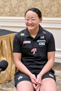 キャプテン平野優芽選手。BCプレースの印象を「あまりラグビー場っぽくない、初めての新鮮な空間」と語った。2023年3月2日、バンクーバー市。Photo by Saito Koichi/Japan Canada Today