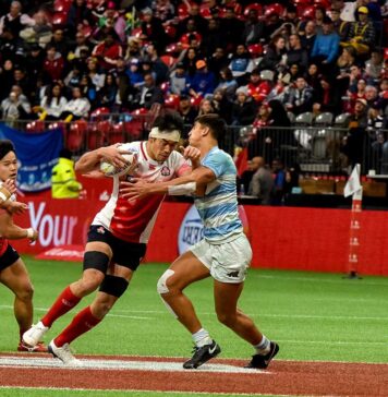 白熱のカナダセブンズ開幕!初の男女同時開催、日本男女代表も参戦! 2020年カナダセブンズ、日本対アルゼンチン。2020年3月、BCプレース。Photo by Saito Koichi