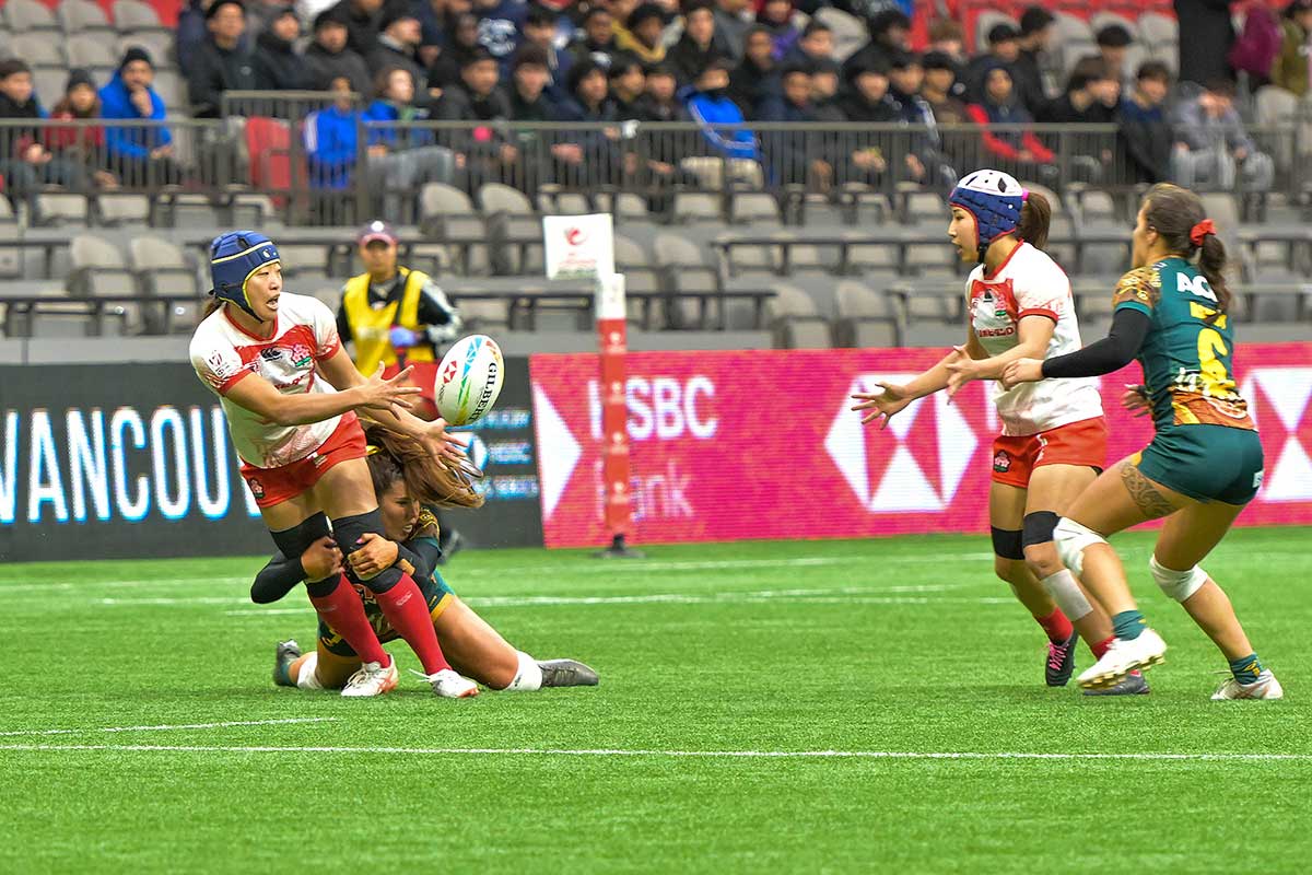 カナダセブンズ女子、日本対オーストラリア。2023年3月3日、BCプレース。Photo by Koichi Saito/Japan Canada Today