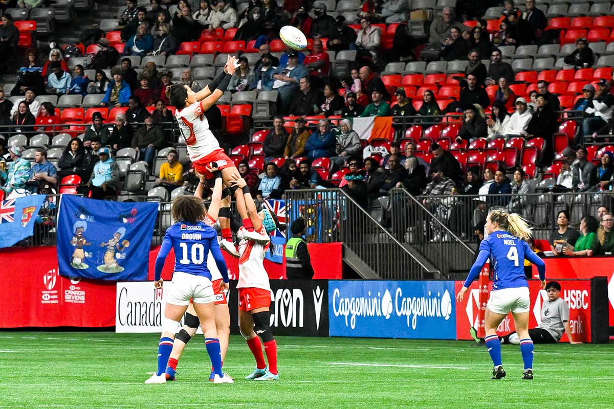 カナダセブンズ女子、日本対フランス。2023年3月3日、BCプレース。Photo by Koichi Saito/Japan Canada Today