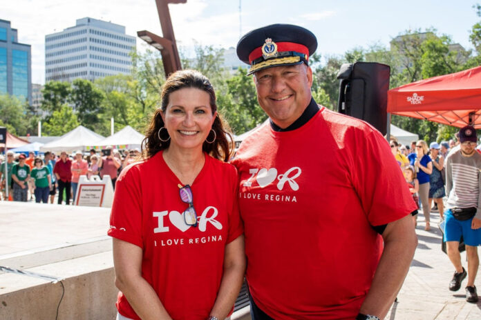 Mayor Masters (left) with Police Chief Evan Bray (right) at the I Love Regina 20th Anniversary Celebration. I Love Regina encourages a strong sense of community and celebrates the many things we love about our city. The day was packed with activities, performances, food, music, smiles, and civic pride! Photo provided by the City of Regina