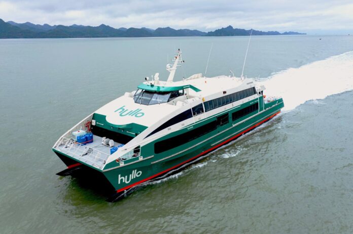今年8月から運航開始が予定されている高速船Hullo "Spuhels"。Photo provided by Vancouver Island Ferry Company