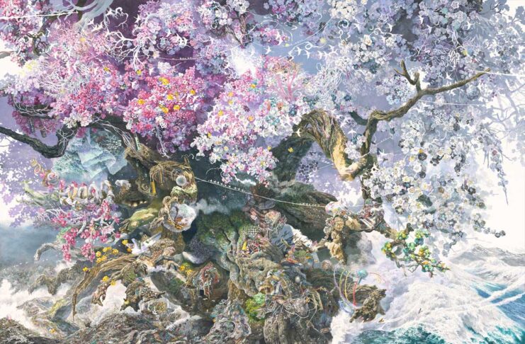池田学 北米初大規模個展 “Flowers from the Wreckage” 後編「バンクーバーの出会いから続く挑戦」 Manabu Ikeda, 誕生 Rebirth, 2013–2016 pen, acrylic ink, and transparent watercolour on paper, mounted on board 300 × 400 cm Collection of Saga Prefectural Art Museum, Saga, Japan Digital Archive by Toppan Printing Co., Ltd