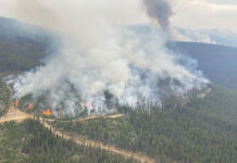 今年も山火事が頻発する可能性をカナダ政府が警告 順調に鎮火活動が進んでいるthe Trumpeter Mountain (VA1465) wildfire, southwest of Anahim Lake. 2023年8月22日。Photo from BC Wildfire Service Twitter
