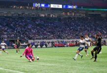 高丘、好セーブ連発で最小失点もホワイトキャップス1点が遠く…MLSプレーオフ敗退 後半に入り好セーブを見せたGK高丘。最少失点のまま反撃を待つ。2023年11月5日、BCプレース。Photo by Koichi Saito