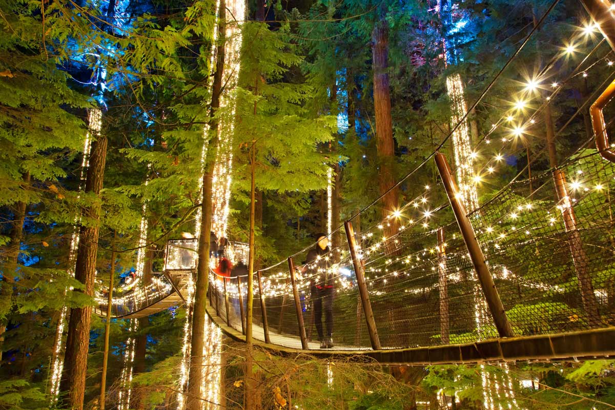 Canyon Lights at Capilano Suspension Bridge Park; Treetops Adventure. Photo courtesy of Capilano Suspension Bridge Park