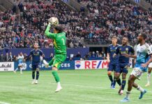 ホワイトキャップス50周年シーズンが幕開け、GK高丘のスーパーセーブで流れを変え引き分けに GK高丘、今季から背番号1に。2024年3月2日、BCプレース。Photo by Koichi Saito/Japan Canada Today