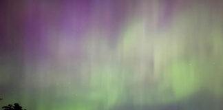 バンクーバーでもオーロラ観測 2024年5月10日午後11時頃、バンクーバー市ジェリコビーチ。写真撮影・提供 吉武真理さん