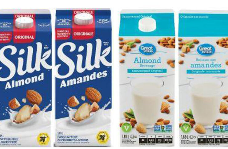 リコール対象の植物性ミルクに関連して2人が死亡 リコール対象商品の一部。植物性ミルクブランドSilkとGreat Value。Photo from Canadian Food inspection Agency website