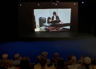 「おかあさんの被爆ピアノ(Hiroshima Piano)」上映会を終えて 映画の一場面と上映会の様子。2024年8月4日、バンクーバー市。Photo by Koichi Saito/ Japan Canada Today