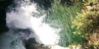 毎年死亡事故発生、バンクーバーの人気観光地リン・キャニオンで崖からの飛び込みをしないよう注意喚起 リン・キャニオン・パーク内にある滝。ブリティッシュ・コロンビア州ノースバンクーバー市。Photo by Japan Canada Today