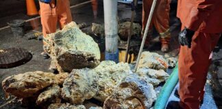 下水管から50トンの脂肪の塊を除去 ブリティッシュ・コロンビア州リッチモンド市で除去された巨大な「ファットバーグ」。メトロバンクーバーのX投稿より。