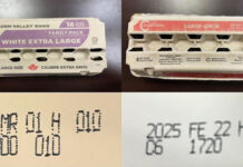 複数ブランドの卵をリコール、サルモネラ汚染の可能性 対象商品の一例。カナダ食品検査庁ウェブサイトより。