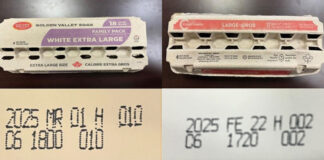 複数ブランドの卵をリコール、サルモネラ汚染の可能性 対象商品の一例。カナダ食品検査庁ウェブサイトより。