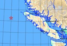 BC州南西部で続いて地震発生、バンクーバー島沖でM5.0 Earthqueake Canada ウェブサイトより。