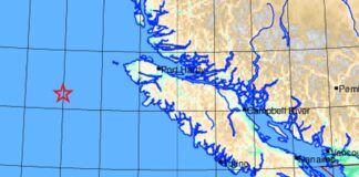 BC州南西部で続いて地震発生、バンクーバー島沖でM5.0 Earthqueake Canada ウェブサイトより。