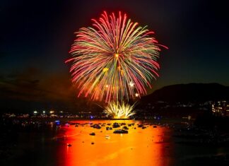 Honda Celebration of Light 2025 カナダ競演で華やかに、優勝はノバスコシア Honda Celebration of Light 2025、ユーコン準州の花火。2025年7月19日、バンクーバー市。Photo by Koichi Saito