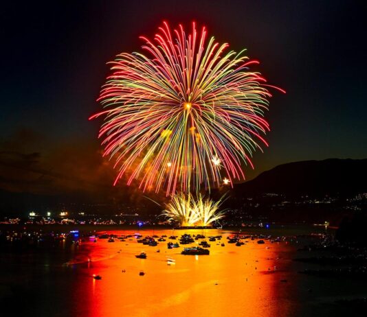 Honda Celebration of Light 2025 カナダ競演で華やかに、優勝はノバスコシア Honda Celebration of Light 2025、ユーコン準州の花火。2025年7月19日、バンクーバー市。Photo by Koichi Saito